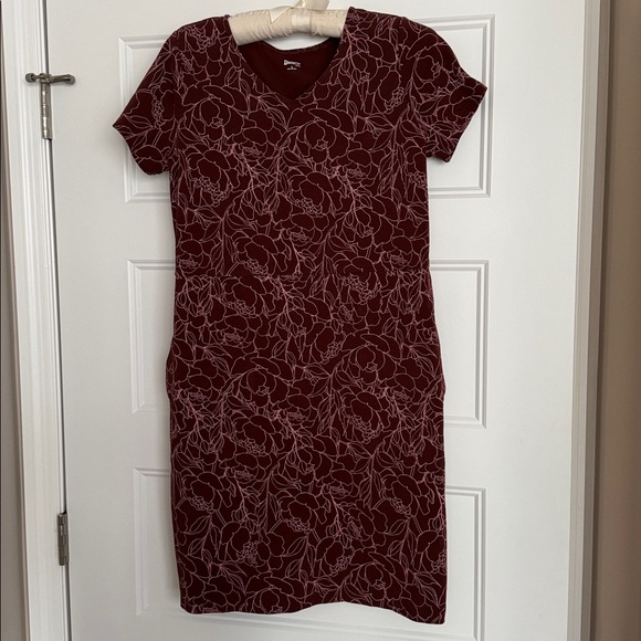Duluth Trading Co NoGa Naturale Cotton Wine Short Sleeve Dress Medium - Picture 1 of 4